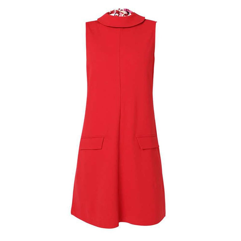 VERO Moda Solid Polyester Turtle Neck Women's Knee Length Dress (RED, XS)