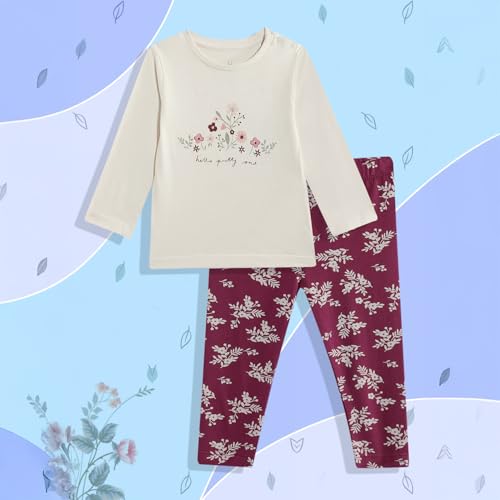 Mothercare Girls Arctic Berry Printed Short Sleeve 2-Piece Top and Legging Set - Multi