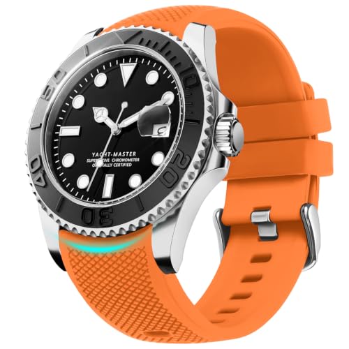 Fullmosa 20mm No‑Gap Curved Silicone Watch Strap (Orange) | [No Watch] Premium Watch Band for Samsung Galaxy Watch 7/6/5/4 40mm 44mm,Garmin Vivoactive,Noise ColorFit Ultra,boAt Vertex