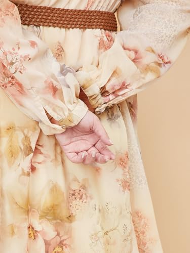 Max Women's Polyester A-Line Below The Knee Dress (DTI3805P_Ivory