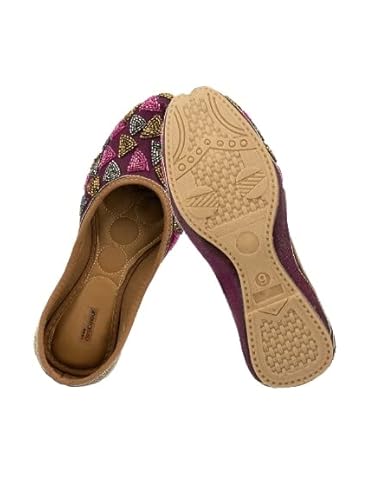 DESI COLOUR Women Ethnic Footwear Mojari/Punjabi Jutti-Purple Bricks