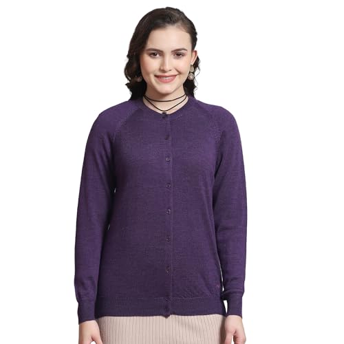 Monte Carlo Womens Pure Wool Solid Sweater (1230708Rn-2452-44, Purple Mix, 3XL)