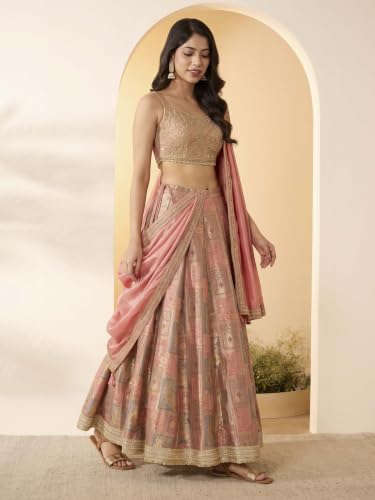 BIBA Silk Solid Kalidar Wedding Blouse With Lehenga And Dupatta