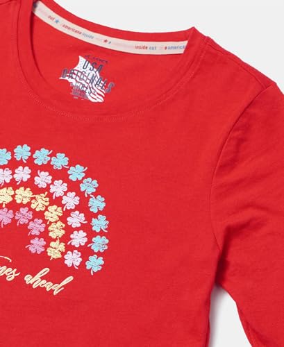 Jockey Girls Super Combed Cotton Regular Fit Full Sleeved Printed T-Shirt_Style_UG11_Rio Red_7-8 Yrs