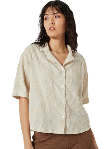 Max Women Embroidered Shirt(Beige_L)