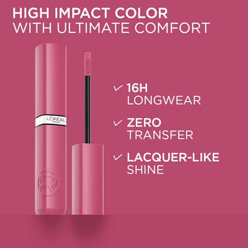 L'Oréal Paris Infallible Laque Resistance Lacquer-Like Shine Finish. 16H longwear lacquer lipstick. High-impact color, zero transfer - 220 Paris Sunset, 4ml