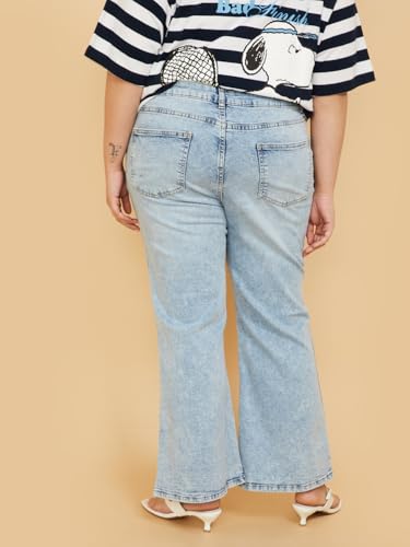 Max Women Washed Flared Jeans (Blue_38)