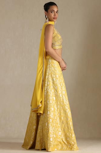 Soch Women's Brocade Lehenga Choli Set (OWS5CD21772_Mustard_XL)