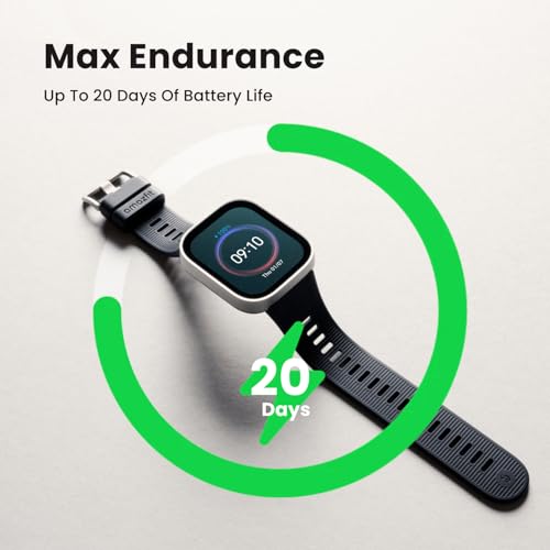 Amazfit Bip Max 50mm Smartwatch, 2.07" AMOLED Display, 20 Days of Battery, GPS, 4GB Storage, Offline Maps, Fitness Tracker, Hybrid Training, 150+ Sports, HYROX Mode, 5 ATM for Android & iPhone, Blue