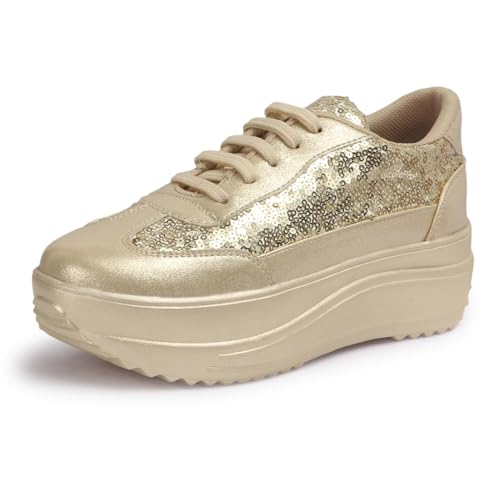 Vendoz Women Party & Casual Glitter Wedding Sneakers Gold