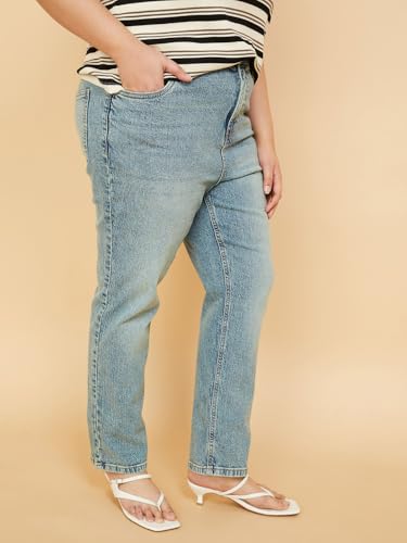 Max Women Washed Straight Fit Jeans (Blue_40)