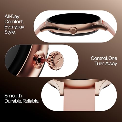 Fire-Boltt Phoenix Air Smart Watch 1.26” Round Display, Rotating Button, Wireless Charging, Ultra Lightweight Metal Body, Bluetooth Calling, Smartwatch with Silicone & Mesh Steel Straps Petal Pink