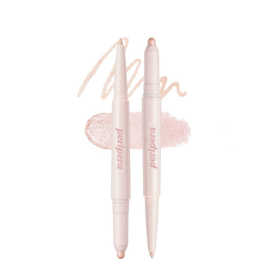Peripera SUGAR TWINKLE DUO EYE SHADOW STICK (01 DEWY NUDE) - Shimmer, Highlighter, Convenient Eye Shadow Cream