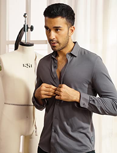 DAMENSCH Constant Cotton Thermoregulating Pique Full Shirts-Pack of 1-Blackened Pearl-Medium