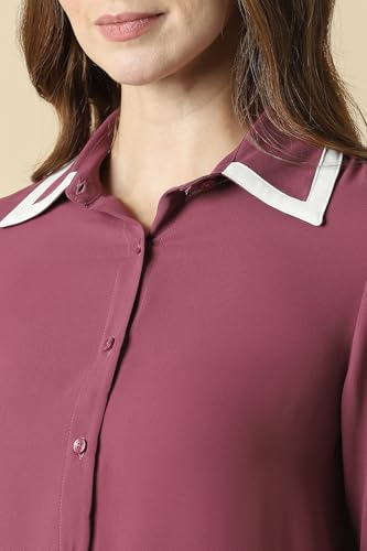 Women Maroon Solid Long Sleeves Shirt