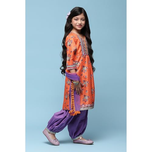 BIBA GIRL PRINTED GATHERED KID(KW5409_ORANGE_11)