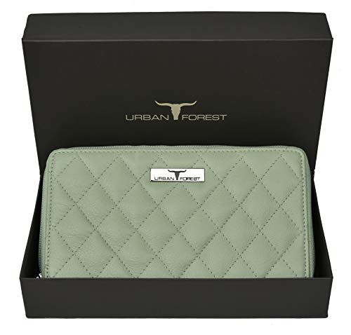 URBAN FOREST Grace Quilted Mint Green Leather Wallet/Clutch for Women