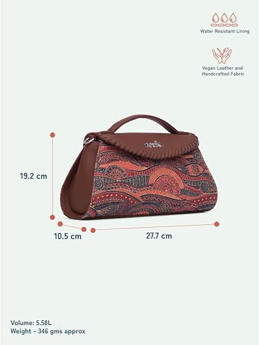 ZOUK Saisha Sling Bag for Women – Vegan Leather with Whip-Stitch Detailing & Detachable Silver | Water-Resistant Stylish Purse | Pithora Artistry