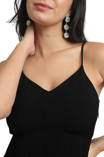 Forever 21 Women's Polyester Modern Knee-Length Dress (FWA24CDRF010702_Black