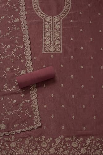 Soch Womens Blush Pink Crushed Tissue Embroidered Unstitch Dress Material With Zari