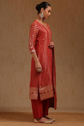 Soch Womens Tissue Woven Designs Suit Set With Cutdana
