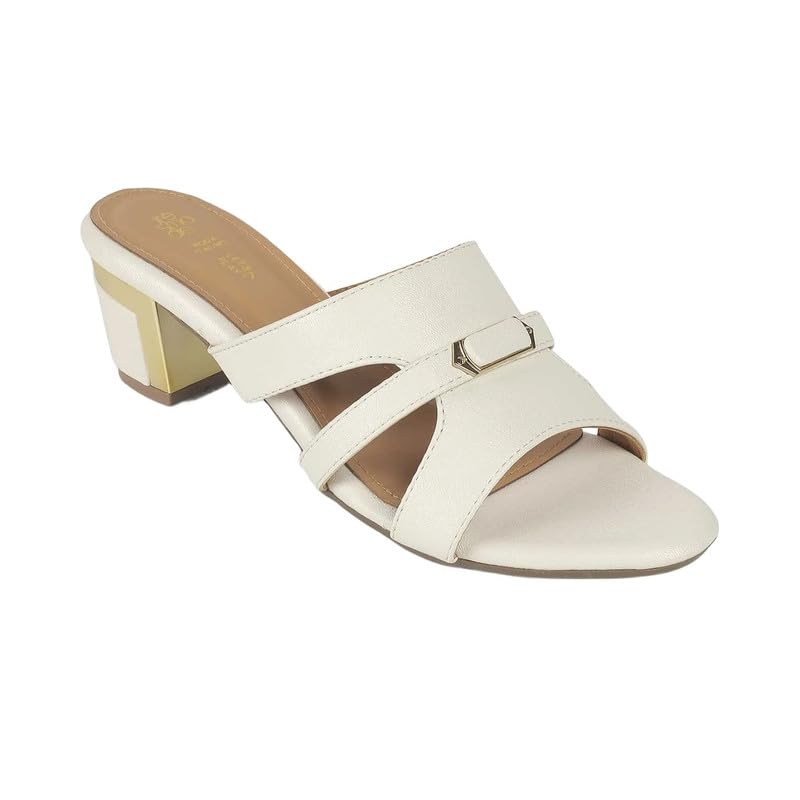 tresmode Slick Women's White Dress Block Heel Sandals in Size 8 UK / 41 EU