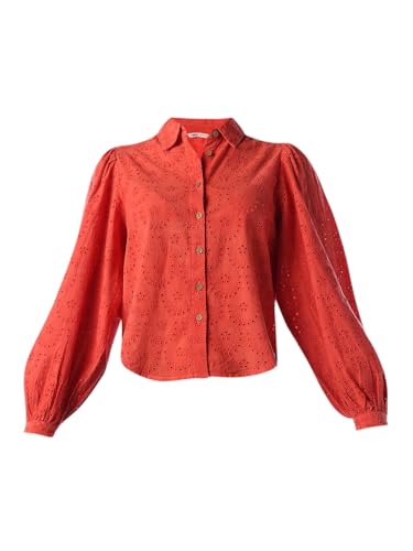 ONLY Women's Self Design Regular Fit Red Shirt