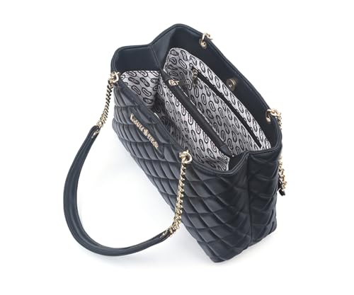 LOUIS STITCH Stylish Black Handbag for Women | Multi Pocket Ladies Satchel Handbag for Travel, Office, College | LDB-12-CUSBJB