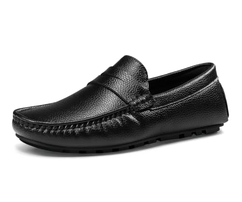 LOUIS STITCH Men’s Jet Black Formal Slip-On Loafer Shoes | Soft Touch & Lightweight | LSVSFL-05 |UK-7
