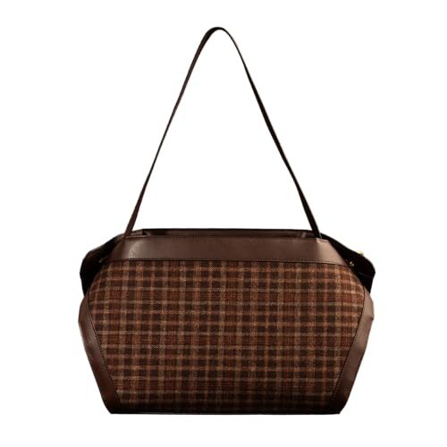 Theater Professor Harold Brown Tweed Shoulder Bag for Women Spacious Structured Handbag with Adjustable Shoulder Straps for Office Work and Travel
