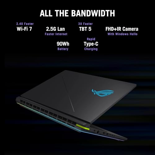 ASUS ROG Strix G16,Intel Core Ultra 9 275HX Gaming Laptop(RTX 5070 Ti -12GB/140W TGP/32GB/1TB/2.5K QHD+/16"/240Hz/Windows 11/M365 Basic (1Year)*/Office Home 2024/Eclipse Gray/2.65 Kg) G615LR-S5190WS
