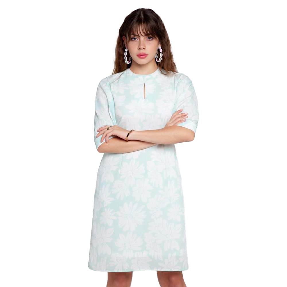 Zink London Women's Blue Floral Print Flared Short Dress