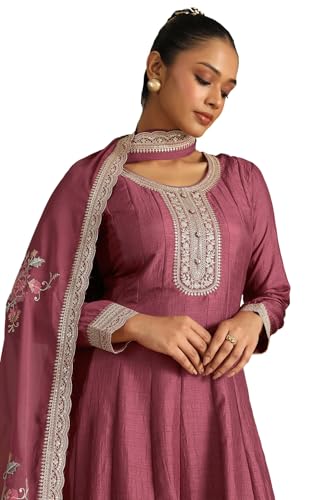 Soch Women's Viscose Blend Floor Length Dress (EWS5CD22100_Onion Pink