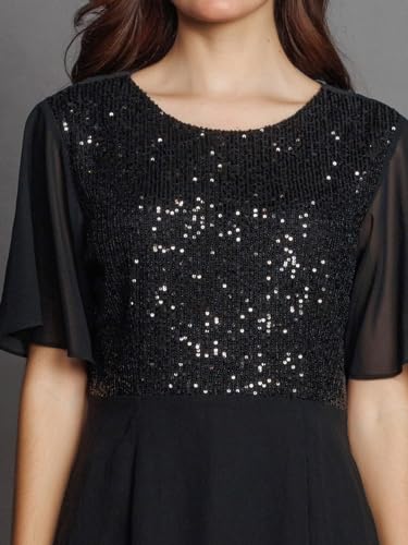 Zink London Women's Black Solid Regular Midi Dress