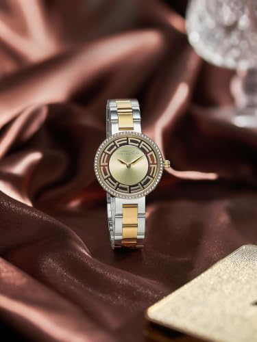 French Connection | Champange Sunray Dial | Gold Two Tone Stainless Steel Bracelet Strap | Quartz Watch for Women - FCD10TM