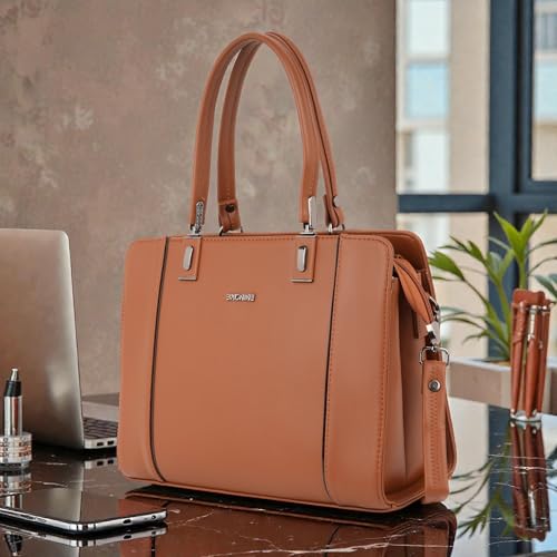 BAGNINE Handbag for Women - Brown | Structured Top Handle Satchel | Removable Strap | Smooth Zipper Closure | Elegant Carry Purse for Office, Work, Travel, Shopping & Daily Use