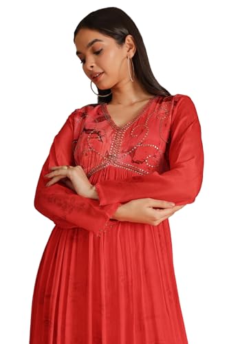 Soch Women's Chinon Maxi Dress (RSD-CWS5KU61331 Red