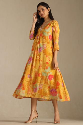 Soch Women's Chinon Maxi Dress (EWA5KU61500_Mustard