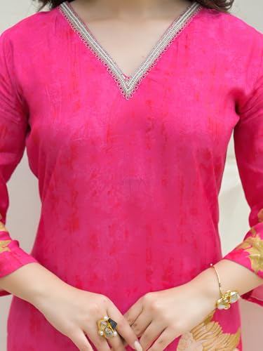 Divena Pink Muslin Digital Print Kurta Pant Set with Dupatta-DK2174