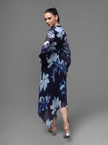 Kazo Omega Midi Dress with Belt (Blue_XS)