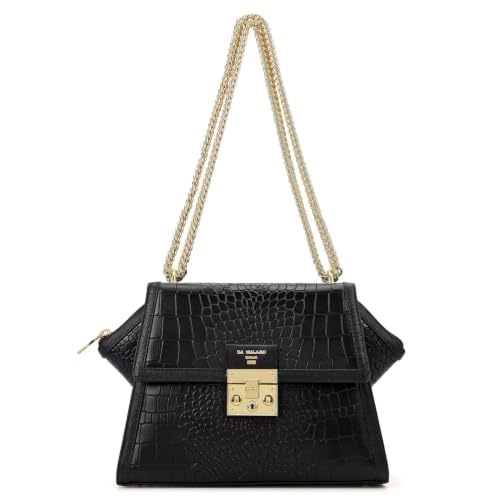 Da Milano Leather Satchel Bag for Women - Black (LB-02436)