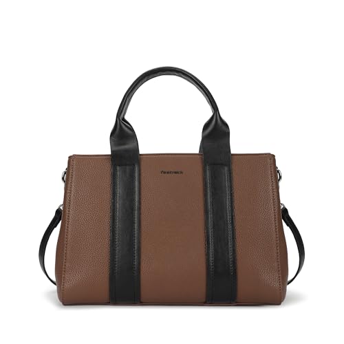 Fastrack Midnight Mocha Satchel | Women’s Pebbled Faux-Leather Satchel | Dual Compartments, Centre Zip Divider & dual carry option