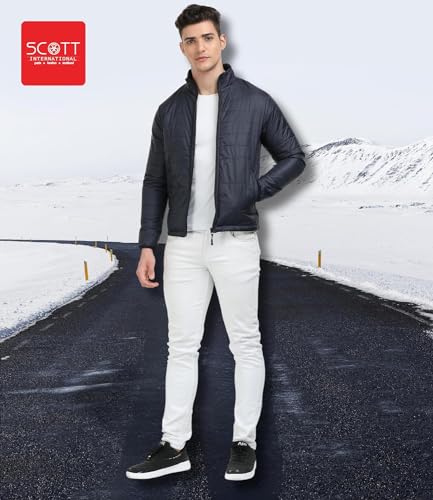 Scott International Men's Padded Quilted Winter Jacket | Puffer Jacket | Padded Nylon Fabric | Full Sleeves | Front Zip Closure | Lightweight Casual Jacket | Travel & Outdoor Winter Wear