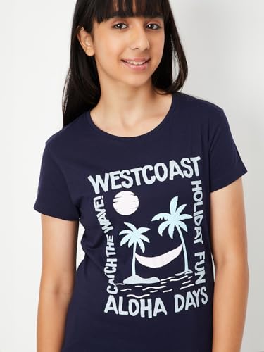Max Girl's Regular Fit T-Shirt (S25EBT50_Navy