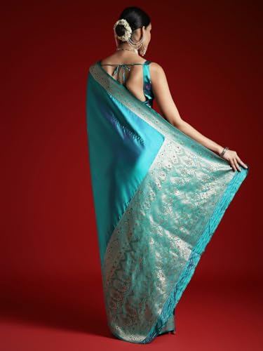AKHILAM Women's Kanjivaram Woven Soft Silk Saree With Blouse Piece