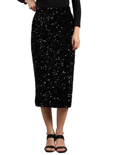 VERO MODA Women's Fit and Flare High-Rise Black Skirt