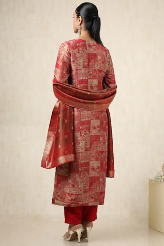 Soch Women's Dola Silk Salwar Suit Set (EWS5CD21718_Maroon_M)