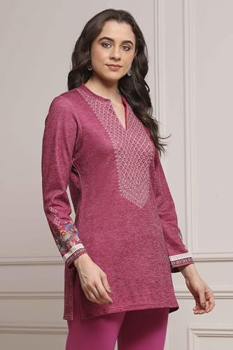 Biba Women Pink Blended Printed Kurta_42