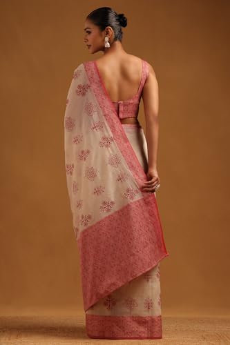 Soch Womens Cream Kota Floral Saree