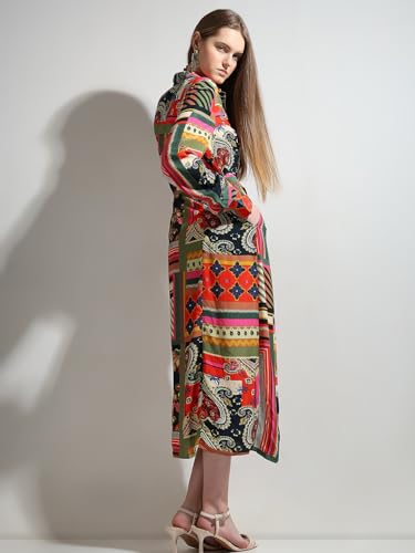 VERO MODA Women Ethnic Motifs Multicolor Viscose Midi Length Fit and Flare Dress